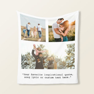 Create Your Own Personalized 3 Photo and Quote Fleece Blanket