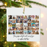 Create Your Own Personalized 40 Photo Collage Ceramic Ornament<br><div class="desc">Create a customized photo ornament featuring 40 of your pictures in a simple modern grid layout alongside personalized text in elegant script calligraphy. All text and colours and can be adjusted to your liking in this design.</div>