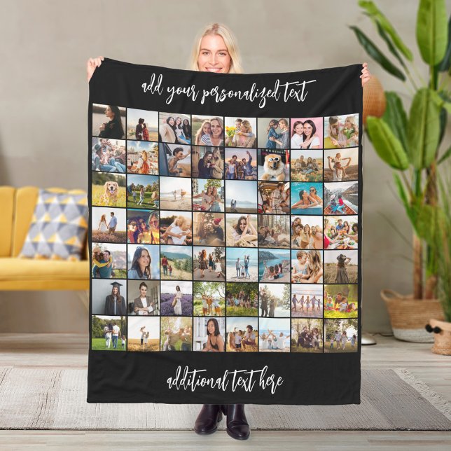 Create Your Own Personalized 56 Photo Collage Fleece Blanket (Creator Uploaded)