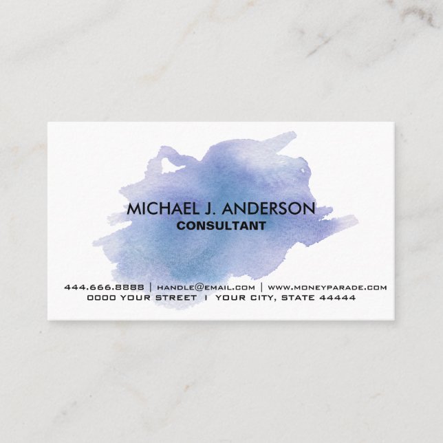 Create Your Own Personalized Blue Colour Splatter Business Card (Front)
