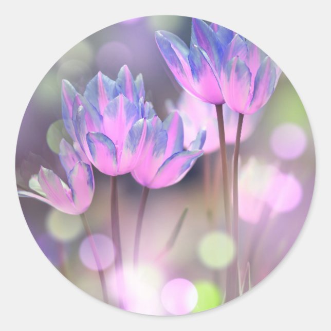 Create Your Own Personalized Bokeh Spring Flowers Classic Round Sticker (Front)
