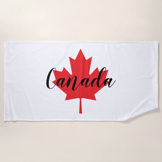 Create Your Own Personalized Canada Red Maple Leaf Beach Towel (Front)