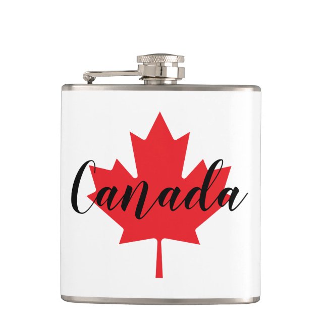 Create Your Own Personalized Canada Red Maple Leaf Hip Flask (Front)