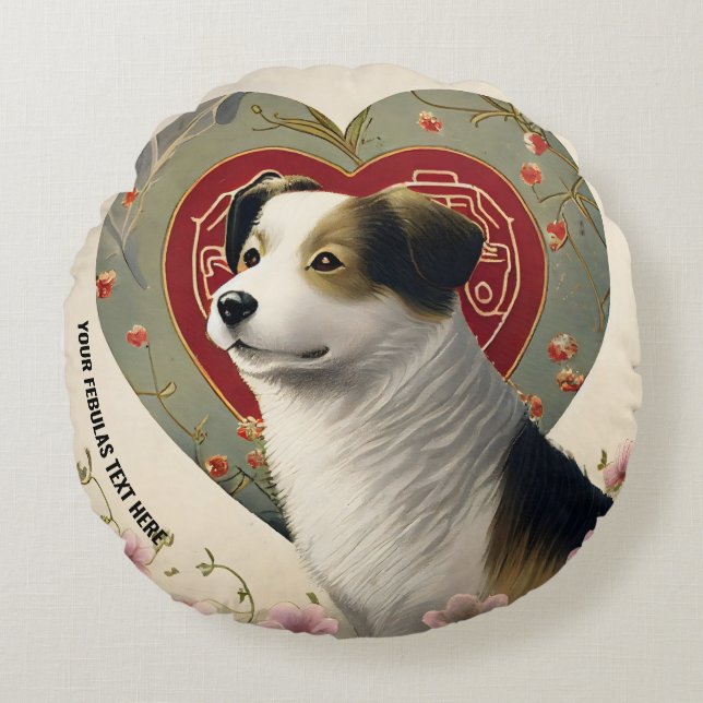Create Your Own Personalized Custom Pet Photo Text Round Pillow (Front)