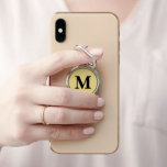Create Your Own Personalized Gold Black Monogram Phone Ring Stand<br><div class="desc">Custom, personalized, modern black monogram monogrammed on faux gold background, compact, slim design, removable (leaves no residue), silvertone metal phone ring holder and stand, featuring ring that rotates 360° and flips 180° to adjust for any angle needed for you to hold, hang, or prop your device. Simply type in your...</div>