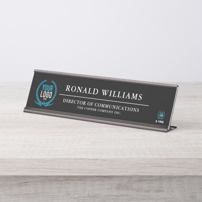 Create your Own Personalized Logo Dark Desk Name Plate (Front)