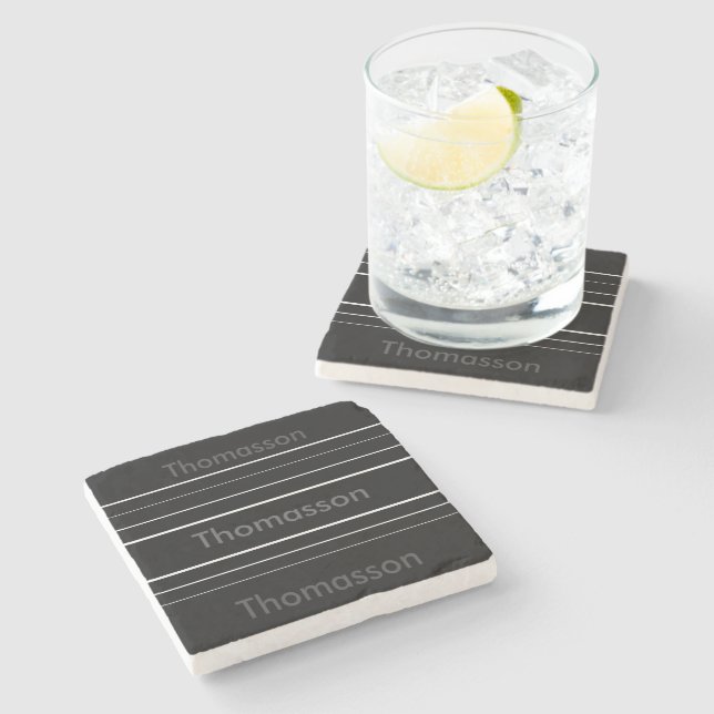 Create Your Own Personalized Minimalist Monogram Stone Coaster (Side)