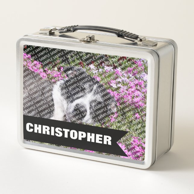 Create Your Own Personalized Name & Photo Metal Lunch Box (Front)