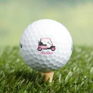 Create Your Own Personalized Name Pink Golf Cart Golf Balls