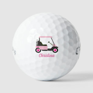 Create Your Own Personalized Name Pink Golf Cart  Golf Balls