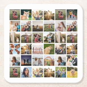 Create Your Own Personalized Photo Collage Square Paper Coaster