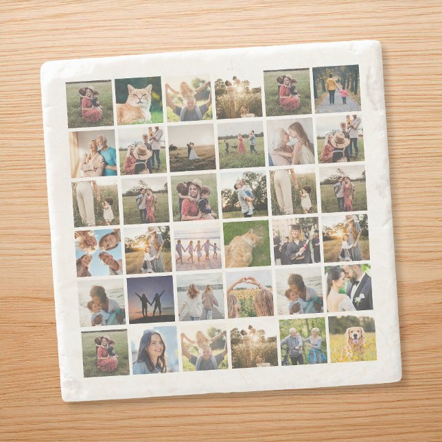 Create Your Own Personalized Photo Collage Stone Coaster (Creator Uploaded)