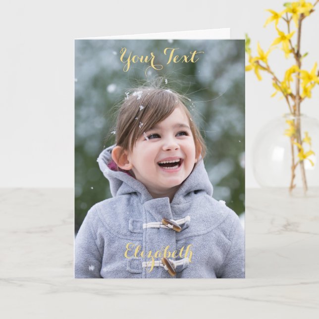 Create Your Own Personalized Photo Greeting Card (Yellow Flower)