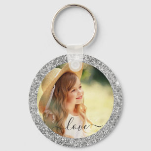 Create Your Own Personalized Photo + Text Glitter  Keychain