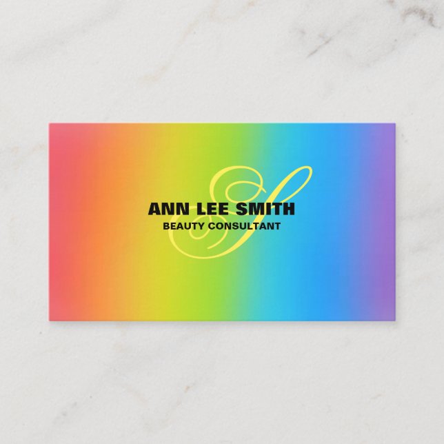 Create Your Own Personalized Rainbow Design Custom Business Card (Front)