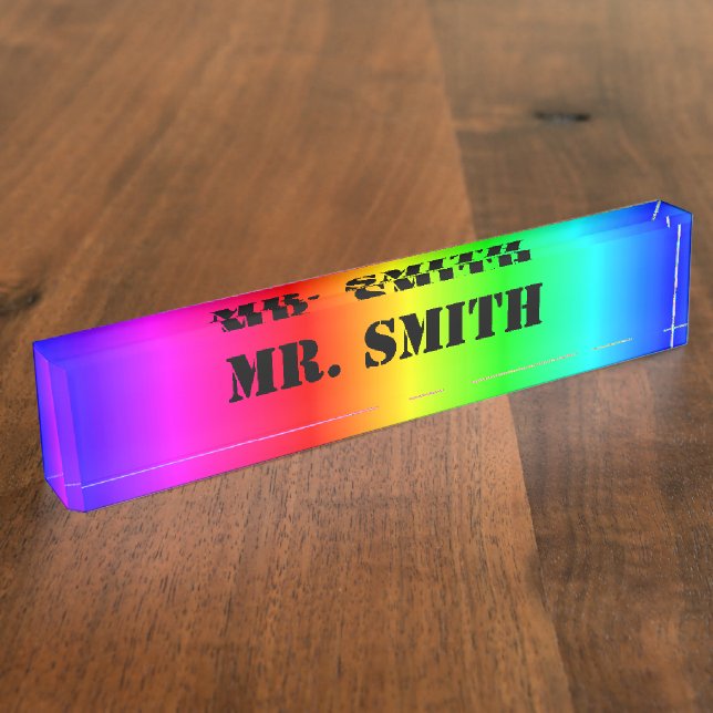 Create Your Own Personalized Rainbow Gradient Nameplate (Side)