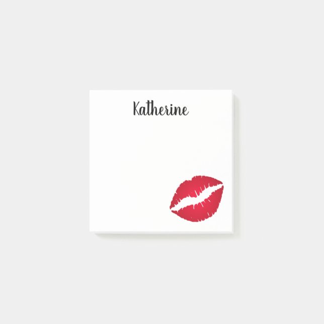 Create Your Own Personalized Red Kiss Print Post-it Notes (Front)