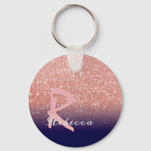 Create Your Own Personalized Rose Glitter Ombre Keychain