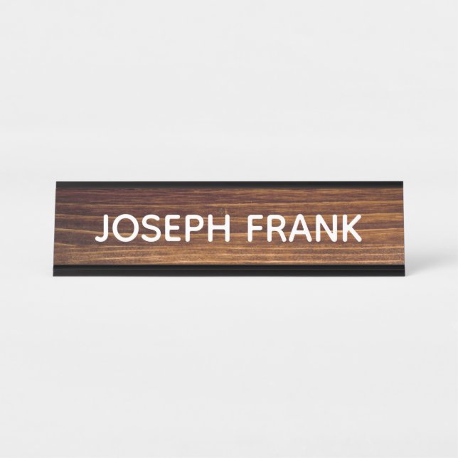 Create Your Own Personalized Rustic Wood Photo Desk Name Plate (Front)