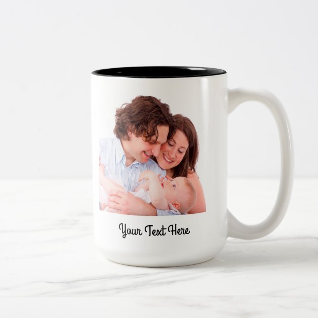 Create Your Own Personalized Text and Photo Two-Tone Coffee Mug (Right)