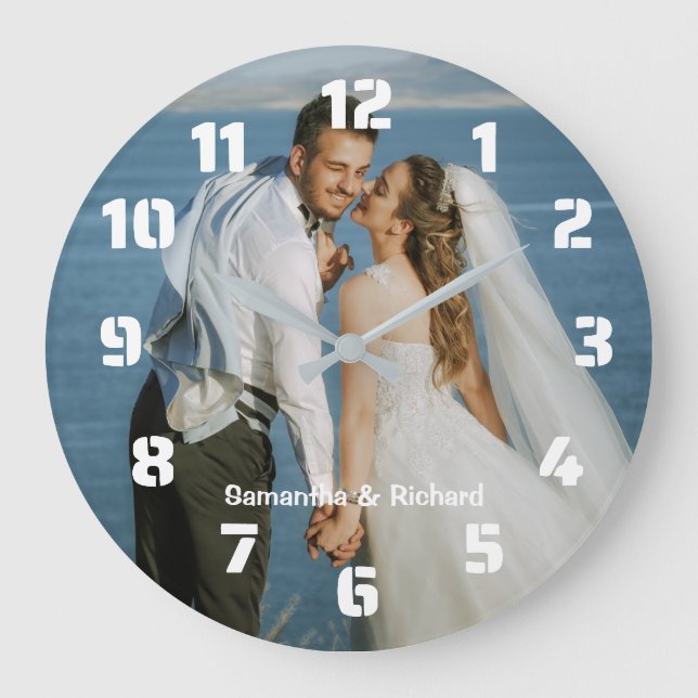 Create Your Own Personalized Wedding Photo  Large Clock (Front)