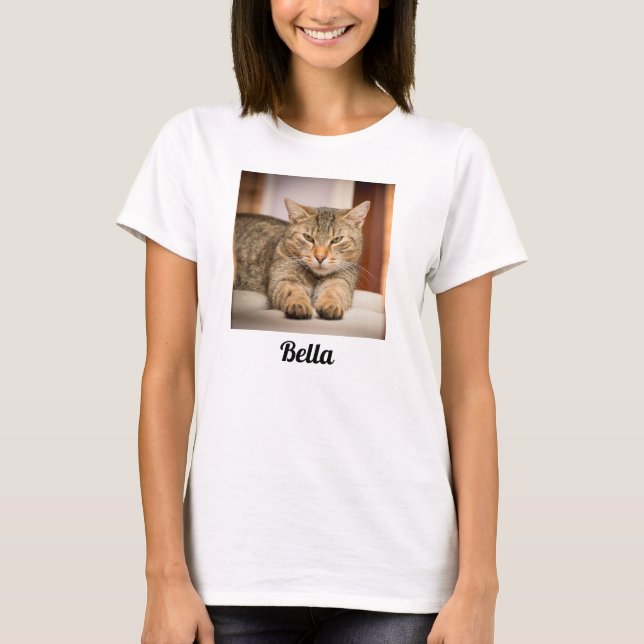 Create Your Own Pet Cat Photo T-Shirt (Front)