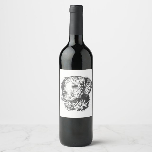 Create Your Own Pet Dog Customized Wine Label (Front)
