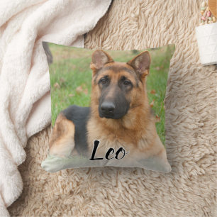 Create Your Own Pet Photo Custom Picture Name Throw Pillow