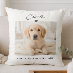 Create Your Own Pet Photo Simple Script Modern Throw Pillow