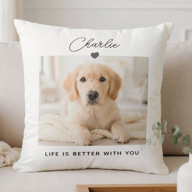 Create Your Own Pet Photo Simple Script Modern  Throw Pillow (Creator Uploaded)