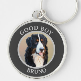 Create Your Own Pet Portrait Photo Modern Grey Keychain