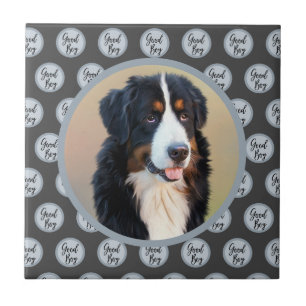 Create Your Own Pet Portrait Photo Modern Grey Tile