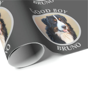 Create Your Own Pet Portrait Photo Modern Grey Wrapping Paper