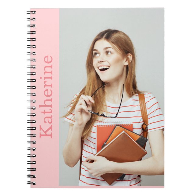 create your own photo and name pastel colour  notebook (Front)