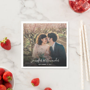 Create your own photo bride and groom wedding napkin