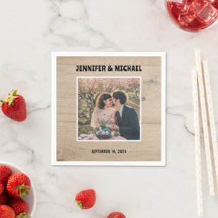 Create your own photo bride and groom wedding napkin