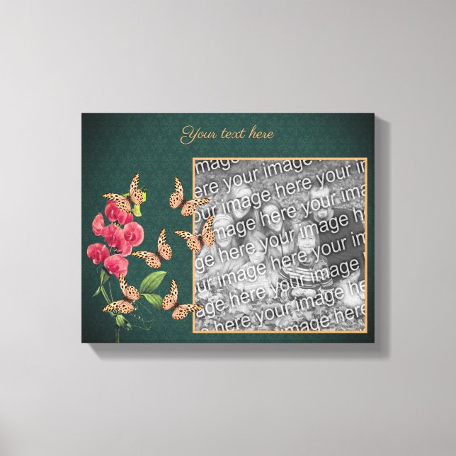 Create Your Own Photo Butterflies And Flower Frame Canvas Print (Front)