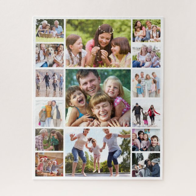 Create Your Own Photo Collage 15 Pictures White  Jigsaw Puzzle (Vertical)