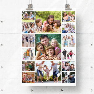 Create Your Own Photo Collage 15 Pictures White  Poster