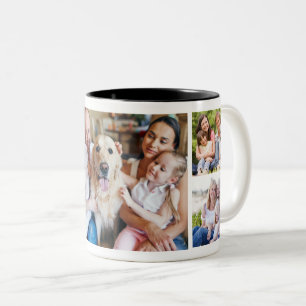 Create Your Own Photo Collage 5 Pictures White Two-Tone Coffee Mug