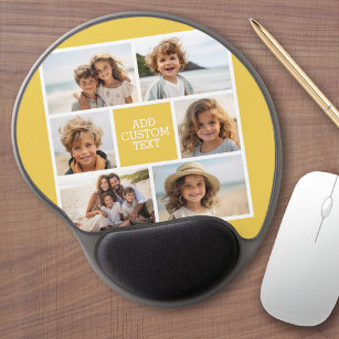Create Your Own Photo Collage - 6 photos Monogram Gel Mouse Pad
