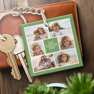 Create Your Own Photo Collage - 6 photos Monogram Keychain