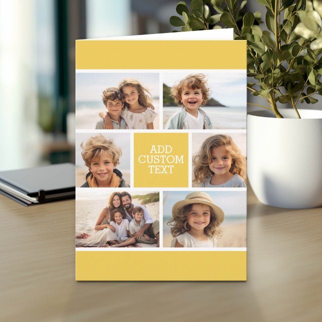 Create Your Own Photo Collage - 6 photos Monogram Note Card (Photo Greeting Card)
