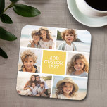 Create Your Own Photo Collage - 6 photos Monogram Square Paper Coaster<br><div class="desc">Use up to six square photos to create a unique and personal gift. If you need to adjust the pictures,  click on the customize tool to make changes.</div>