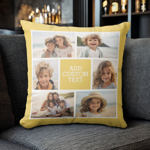 Create Your Own Photo Collage - 6 photos Monogram Throw Pillow