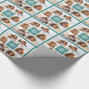 Create Your Own Photo Collage - 6 photos Monogram Wrapping Paper