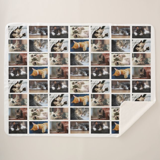 Create Your Own Photo Collage 8 Pictures on White Sherpa Blanket (Front (Horizontal))