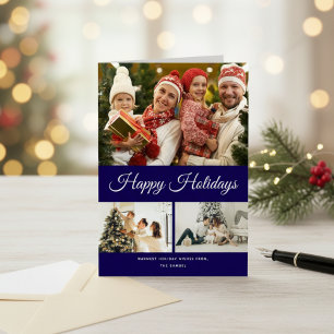 Create Your Own Photo Collage Blue Background  Holiday Card