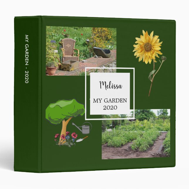 Create your own photo collage garden album binder (Front/Spine)