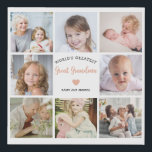 Create Your Own Photo Collage Great Grandma Modern Faux Canvas Print<br><div class="desc">Create your own 8-photo collage for your wonderful great-grandmother with this black and white modern faux canva print. It features the heartfelt message, "World's greatest Great Grandma" and a simple pink heart. Ideal for a birthday or Christmas gift, this faux canva can be personalized with pictures of favourite great-grandchildren, transforming...</div>